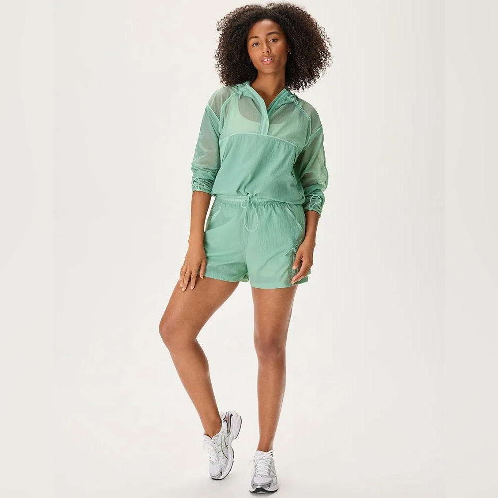 Outdoor Voices Windbreaker Pullover Hiking Shorts Set XS Small Mint